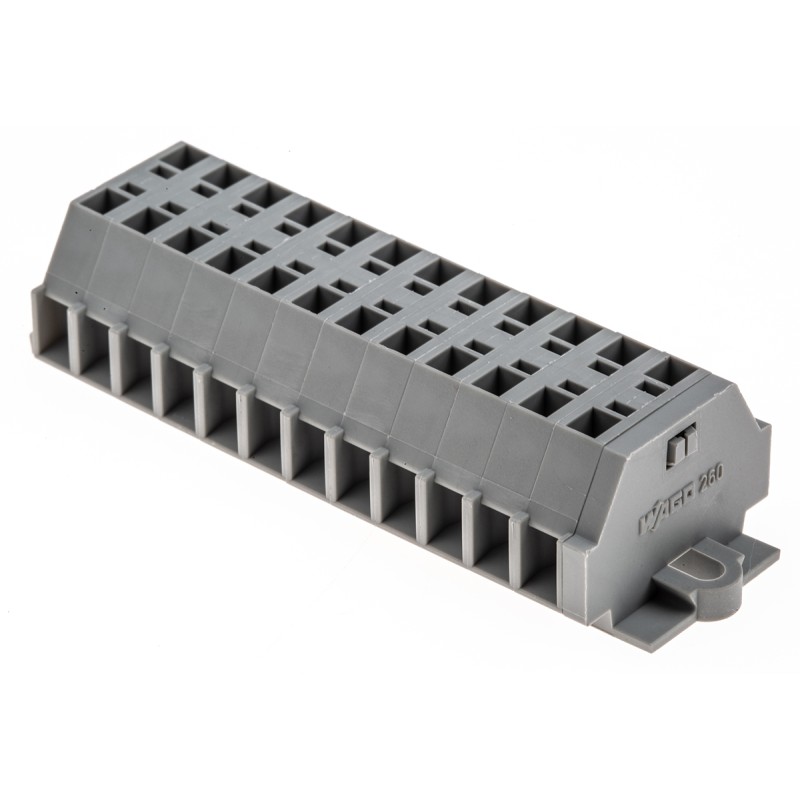 1 pcs - Wago 260 Series Grey Terminal Strip, 1.5mm², Single-Level, Cage Clamp Termination