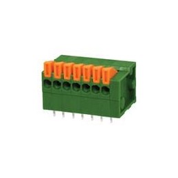 10 pcs : TBL003-254-07GR-2OR - Fixed Terminal Blocks Terminal block, screwless, 2.54, horizontal, 7 poles, green w orange tab