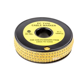 1 Reel of 1000 - RS PRO Slide On Cable Markers, Black on Yellow, Pre-printed 'Q', 3 - 4.2mm Cable