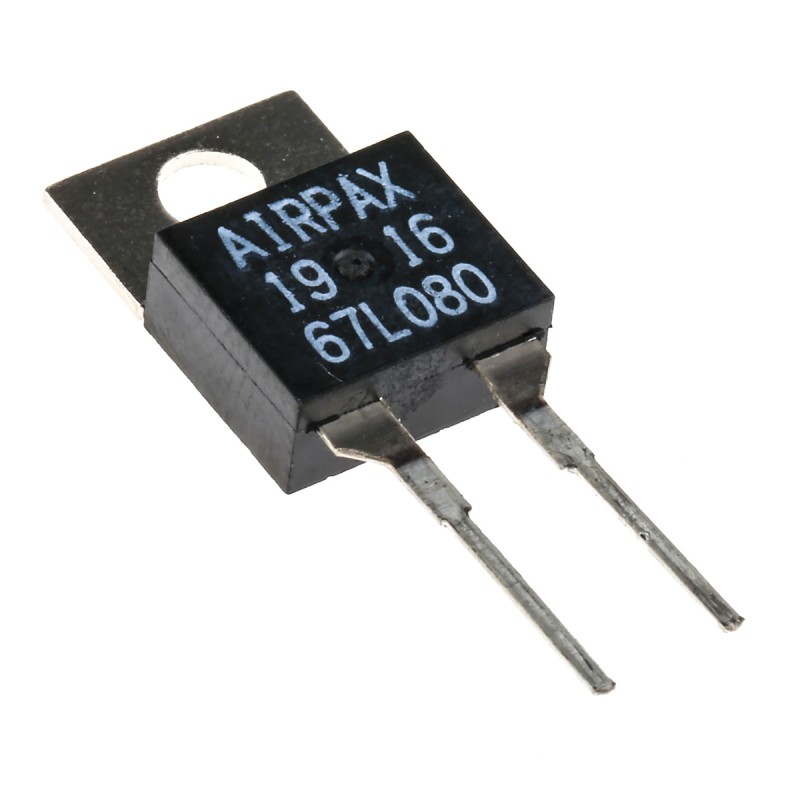 1 pcs - Sensata / Airpax Bi-Metallic Thermostat, Opens at +80°C, +130°C Max, NC, Automatic Reset, PCB Mount