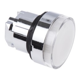 1 pcs - Schneider Electric Harmony XB4 Series White Illuminated Spring Return Push Button Head, 22mm Cutout, IP66, IP67, IP69K