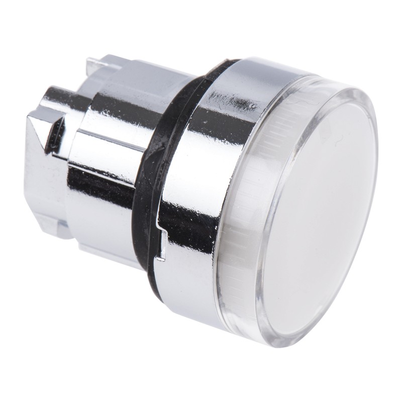 1 pcs - Schneider Electric Harmony XB4 Series White Illuminated Spring Return Push Button Head, 22mm Cutout, IP66, IP67, IP69K