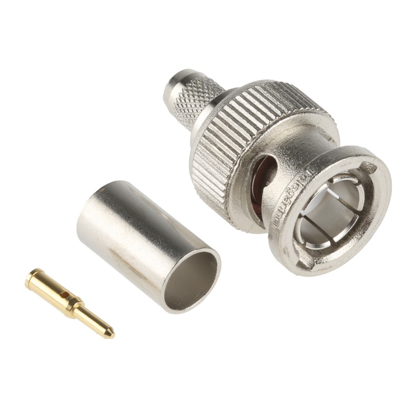 1 pcs - Telegartner, Plug Cable Mount BNC Connector, 75Ω, Crimp Termination, Straight Body