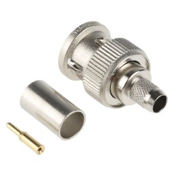 1 pcs - Telegartner, Plug Cable Mount BNC Connector, 75Ω, Crimp Termination, Straight Body