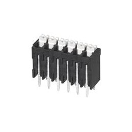 10 pcs : TBLH10V-350-06BK - Fixed Terminal Blocks Terminal block, screwless, High Temp, 3.5, Vertical, 6, Black w Gray Button