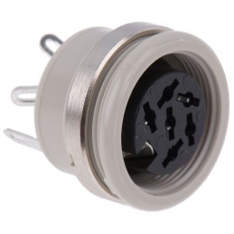 1 pcs - Hirschmann, MAB 6 Pole Din Socket, DIN 45322, 4A, 34 V ac/dc IP30, Screw Lock, Female, Panel Mount