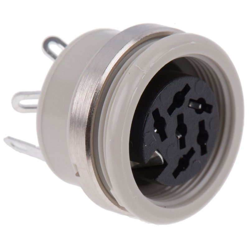 1 pcs - Hirschmann, MAB 6 Pole Din Socket, DIN 45322, 4A, 34 V ac/dc IP30, Screw Lock, Female, Panel Mount