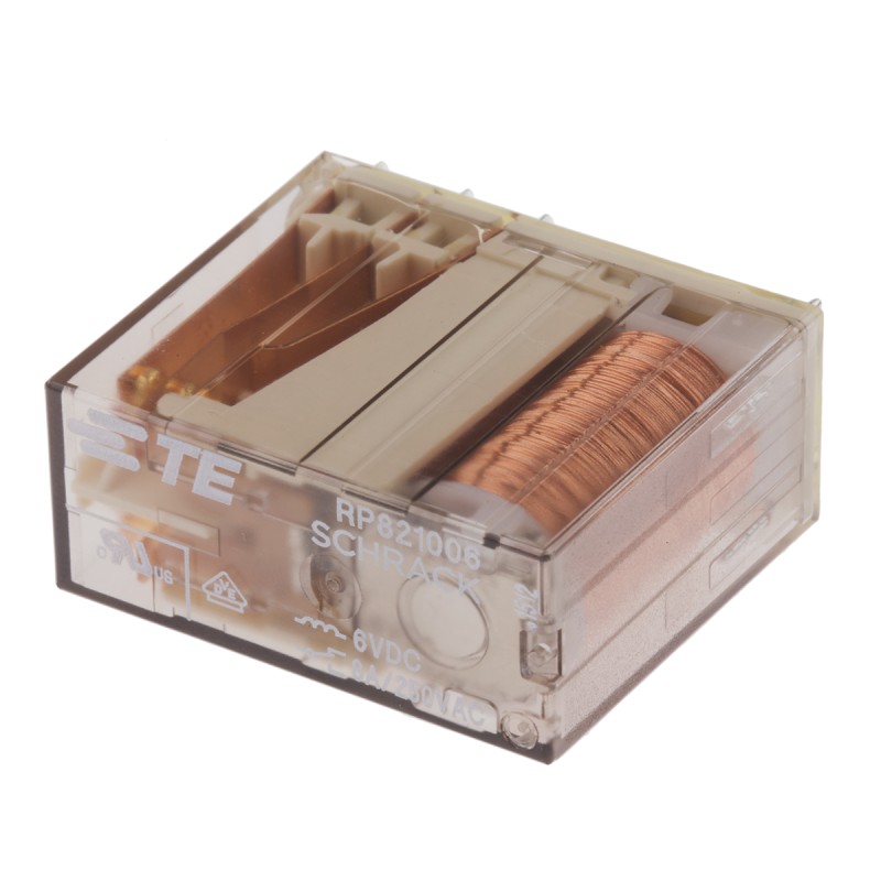 1 pcs - TE Connectivity PCB Mount Non-Latching Relay, 6V dc Coil, 8A Switching Current, DPDT