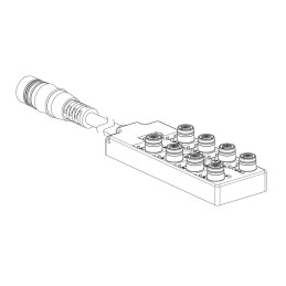 1 pcs - Brad from Molex 120119 Series Sensor Box, M12, 600mm cable, 5 way, 8 port
