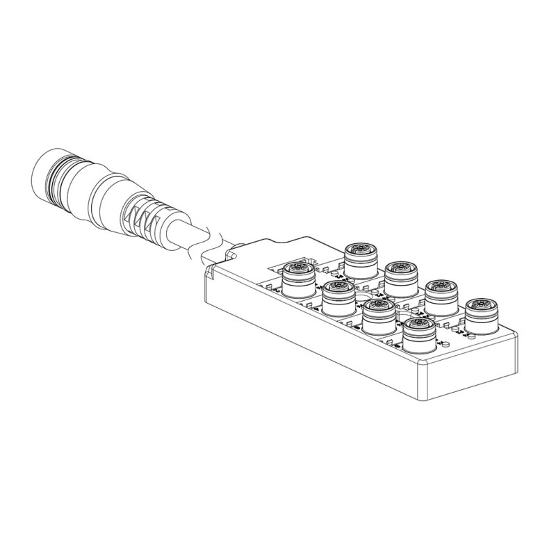 1 pcs - Brad from Molex 120119 Series Sensor Box, M12, 600mm cable, 5 way, 8 port
