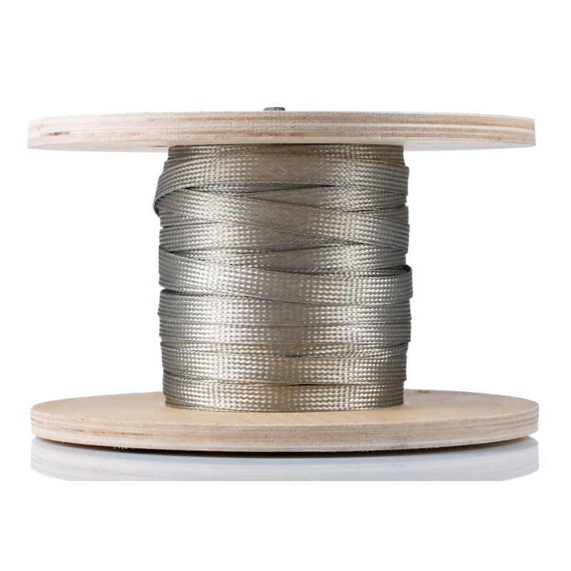 1 Reel of 30 M - Alpha Wire Braided Copper Silver Cable Sleeve, 12.7mm Diameter, 30m Length, FIT Brass Braid Series