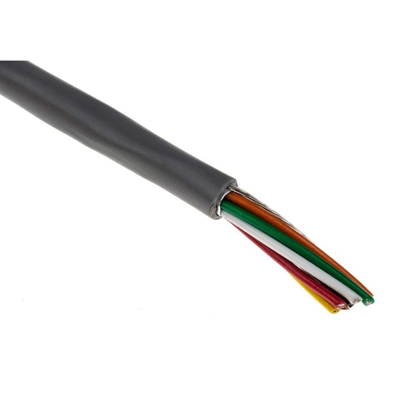 1 Reel of 30 M - Alpha Wire Alpha Essentials Control Cable, 8 Cores, 0.35 mm², Screened, 30m, Grey PVC Sheath, 22 AWG