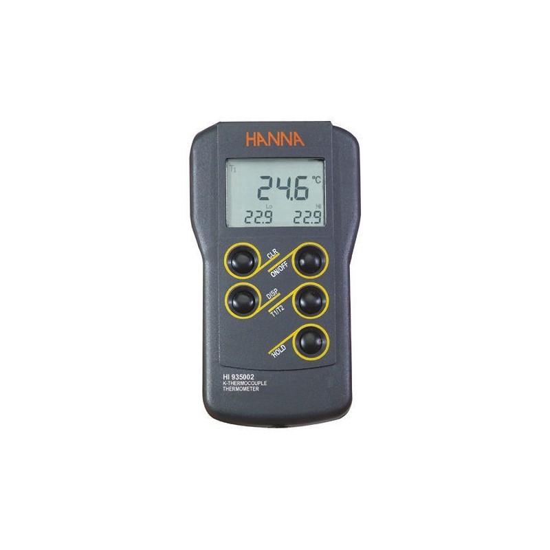 1 pcs - Hanna Instruments HI 935002 Wired Digital Thermometer for Laboratory Use, K Probe, 2 Input(s), +1350°C Max, ±0.2 %