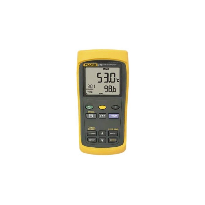 1 pcs - Fluke 53 II Wired Digital Thermometer for Industrial Use, E, J, K, N, R, S, T Probe, 1 Input(s), +1767°C Max, ±0.05 %