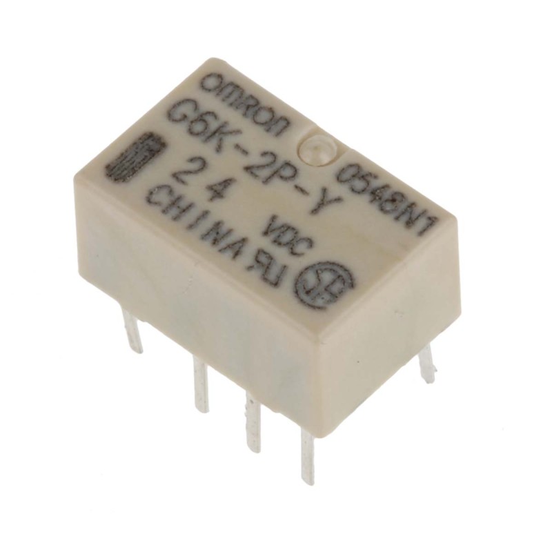 1 pcs - Omron PCB Mount Signal Relay, 24V dc Coil, 1A Switching Current, DPDT