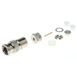 1 pcs - Telegartner, Plug Cable Mount BNC Connector, 75Ω, Clamp Termination, Straight Body