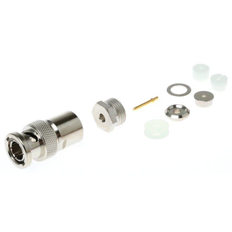 1 pcs - Telegartner, Plug Cable Mount BNC Connector, 75Ω, Clamp Termination, Straight Body