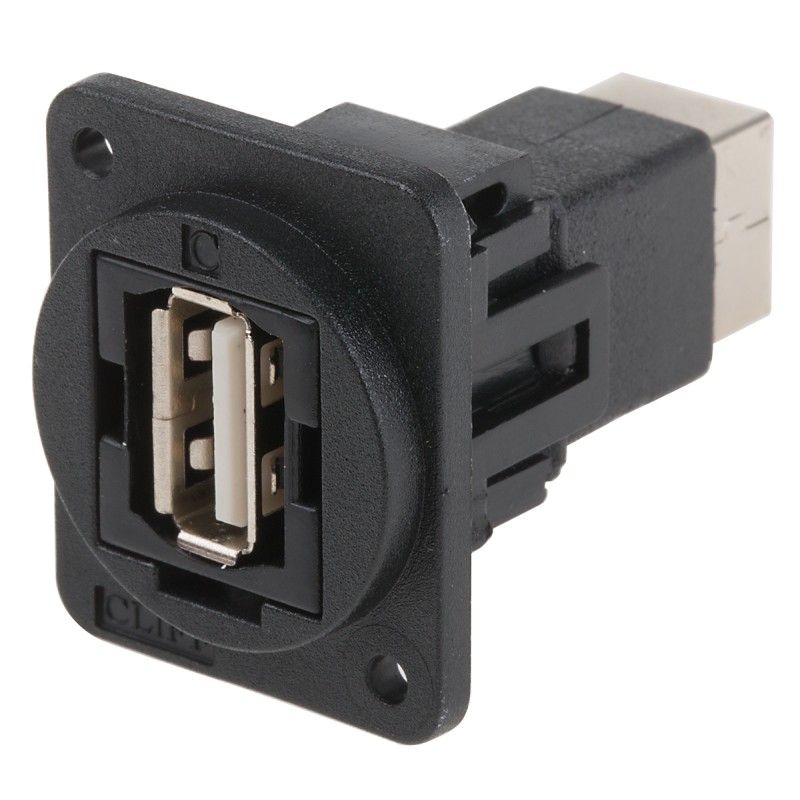 1 pcs - RS PRO Straight, Panel Mount, Socket Type A to B 2.0 USB Connector
