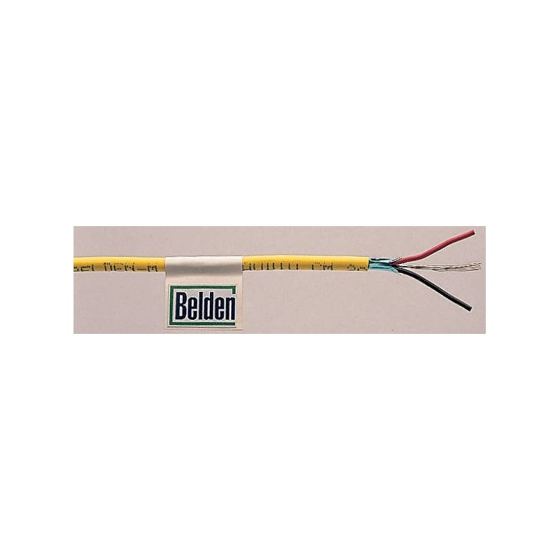 1 Reel of 304 M - Belden Screened 2 Core Line level Low Voltage signal Cable, 0.33 mm² CSA, 3.61mm od, 304m, Yellow