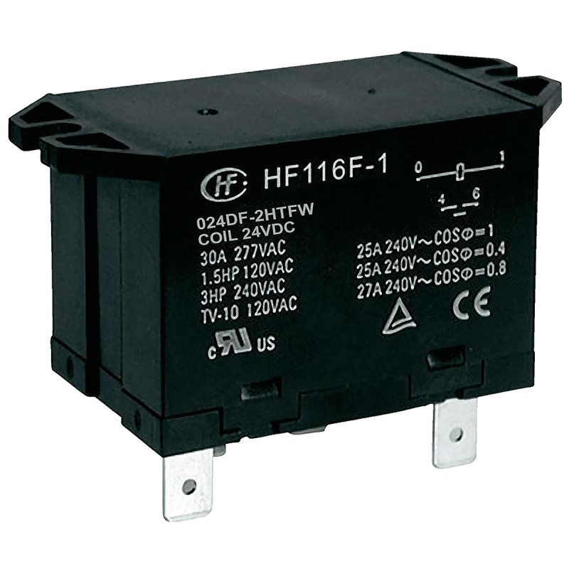 1 pcs - Hongfa Europe GMBH Flange Mount Power Relay, 24V dc Coil, 25A Switching Current, DPST