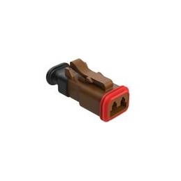 10 pcs : AT06-2S-SR02BRN - Automotive Connectors 2 Position, Plug, Socket, SR02 Strain Relief (Reduced Diameter Seal), Brown Bod