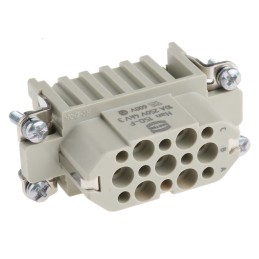 1 pcs - HARTING Heavy Duty Power Connector Insert, 10A, Female, Han D Series, 15 Contacts