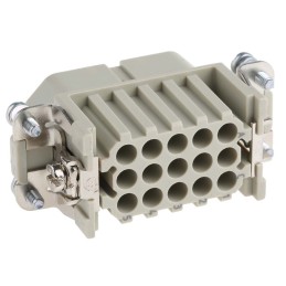 1 pcs - HARTING Heavy Duty Power Connector Insert, 10A, Female, Han D Series, 15 Contacts