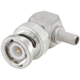 1 pcs - Rosenberger BNC Series, Plug Cable Mount BNC Connector, 50Ω, Crimp Termination, Right Angle Body