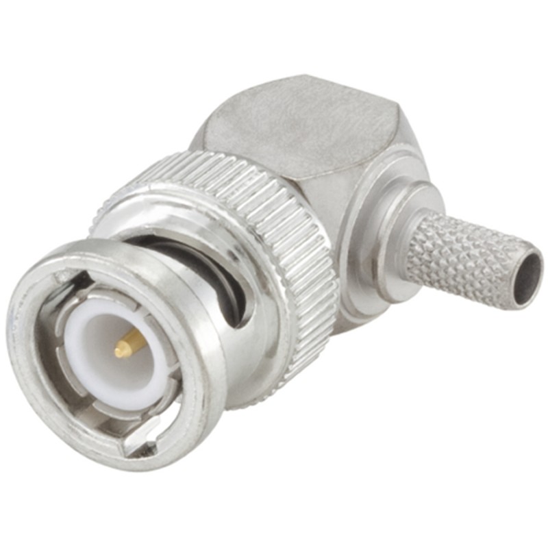 1 pcs - Rosenberger BNC Series, Plug Cable Mount BNC Connector, 50Ω, Crimp Termination, Right Angle Body
