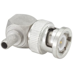 1 pcs - Rosenberger BNC Series, Plug Cable Mount BNC Connector, 50Ω, Crimp Termination, Right Angle Body