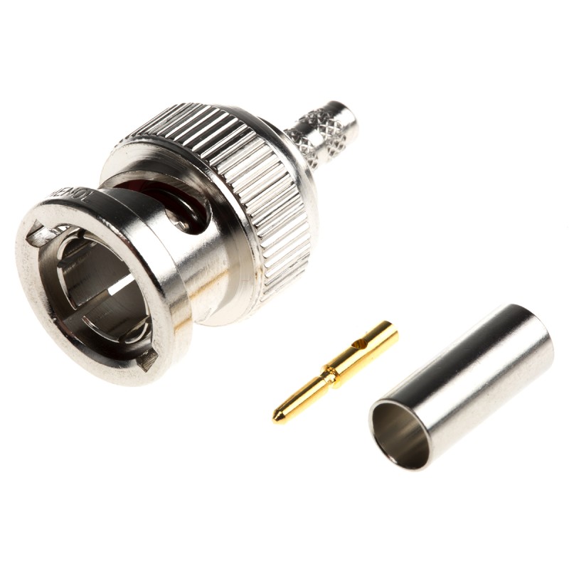 1 pcs - Amphenol, Plug Cable Mount BNC Connector, 75Ω, Crimp Termination, Straight Body