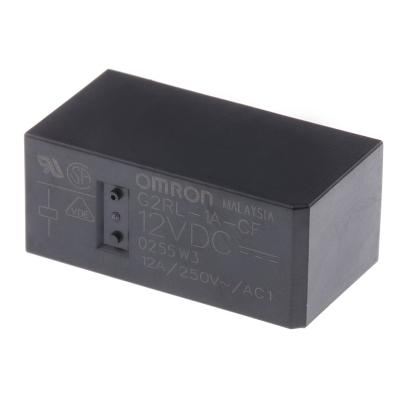 1 pcs - Omron PCB Mount Power Relay, 12V dc Coil, 12A Switching Current, SPST