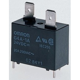 1 pcs - Omron PCB Mount Power Relay, 5V dc Coil, 20A Switching Current, SPST