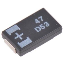 10 pcs - 20TQC47MYFT Panasonic 47μF Surface Mount Polymer Capacitor, 20V dc