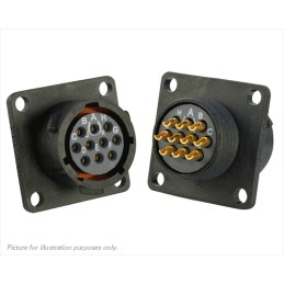 1 pcs - Souriau Circular Connector, 10 Contacts, Flange Mount, Plug, Female, IP68, IP69K, UTS Series