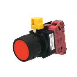 1 pcs - Idec HW Series Series Push Button, Momentary, Panel Mount, 22.3mm Cutout, SPST, Red LED, 600V, IP20, IP65