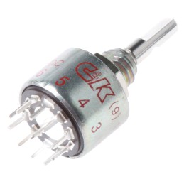 1 pcs - C & K, 5 Position SPST Rotary Switch, 250 mA@ 125 V ac, 250 mA@ 28 V dc, 6 A@ 125 V ac, 6 A@ 28 V dc, PC Terminal