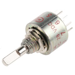 1 pcs - C & K, 5 Position SPST Rotary Switch, 250 mA@ 125 V ac, 250 mA@ 28 V dc, 6 A@ 125 V ac, 6 A@ 28 V dc, PC Terminal