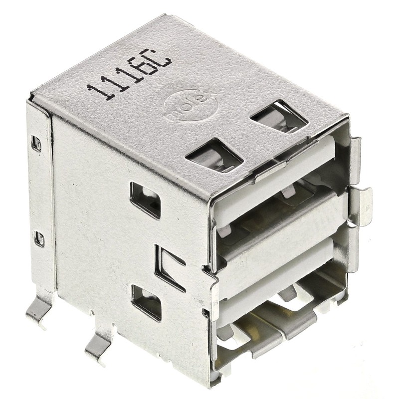 1 pcs - Molex Right Angle, Through Hole, Socket Type A 2.0 USB Connector