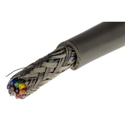 1 Reel of 50 M - Alpha Wire Multicore Data Cable, 0.23 mm², 15 Cores, 24 AWG, Screened, 50m, Grey Sheath