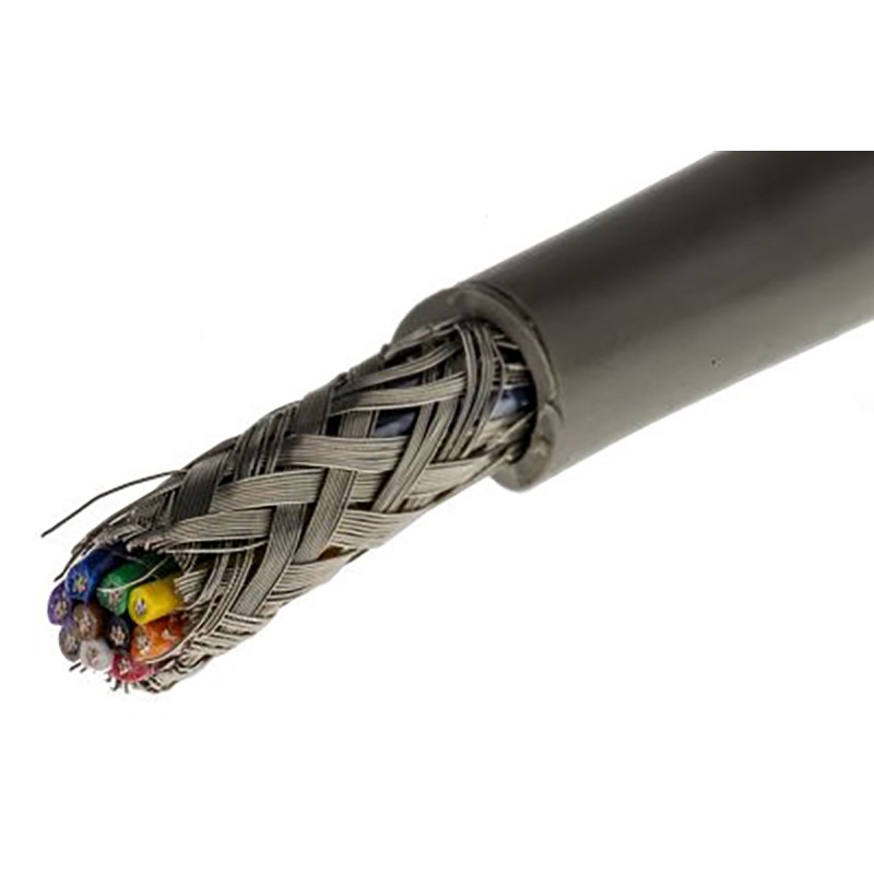 1 Reel of 50 M - Alpha Wire Multicore Data Cable, 0.23 mm², 15 Cores, 24 AWG, Screened, 50m, Grey Sheath