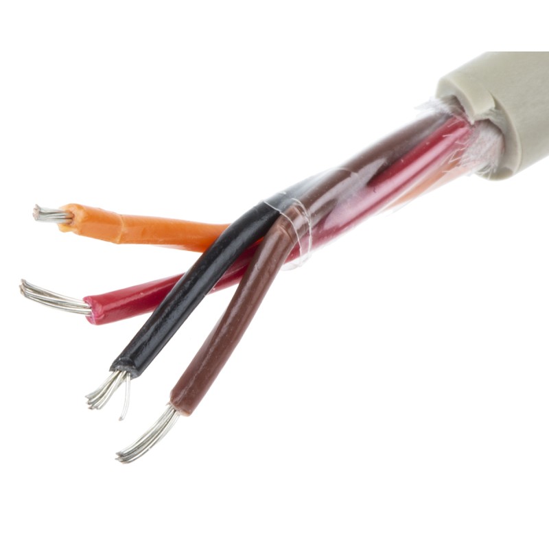 1 Reel of 50 M - Alpha Wire Multicore Data Cable, 0.09 mm², 4 Cores, 28 AWG, Unscreened, 50m, Grey Sheath