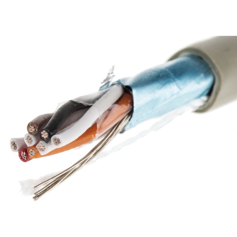 1 Reel of 50 M - Alpha Wire Twisted Pair Data Cable, 4 Pairs, 0.35 mm², 8 Cores, 22 AWG, Screened, 50m, Grey Sheath