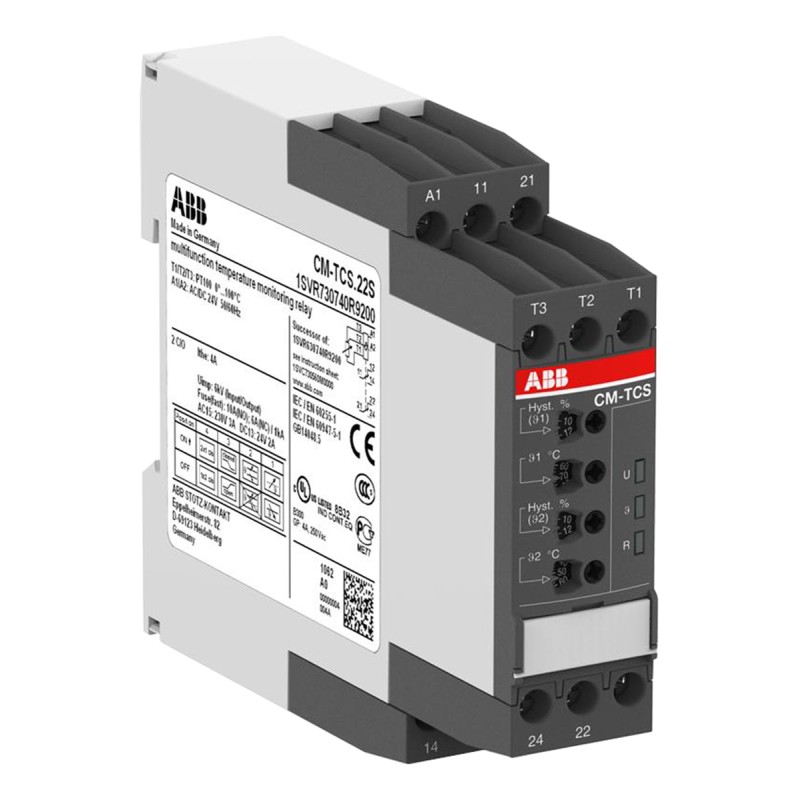 1 pcs - ABB Temperature Monitoring Relay, 3 Phase, SPDT, DIN Rail