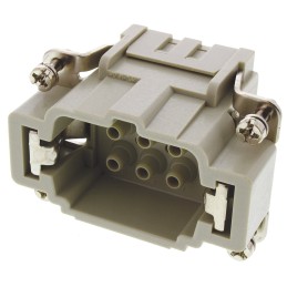 1 pcs - Han E Series size 16 A Connector Insert, Male, 6 Way, 16A, 500 V
