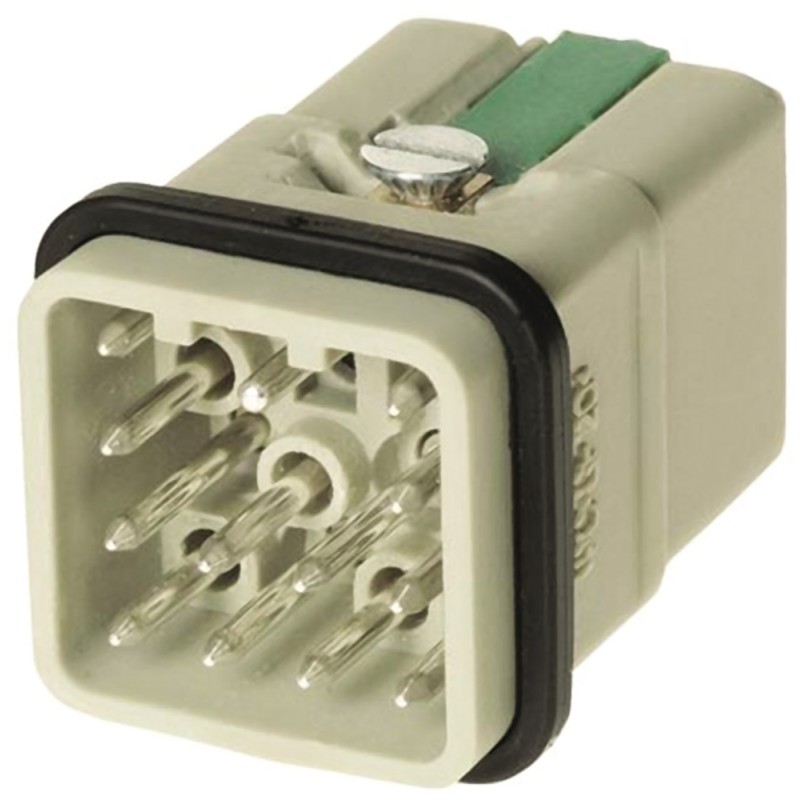 1 pcs - HARTING Heavy Duty Power Connector Insert, 10A, Male, HAN Q Series, 12 Contacts