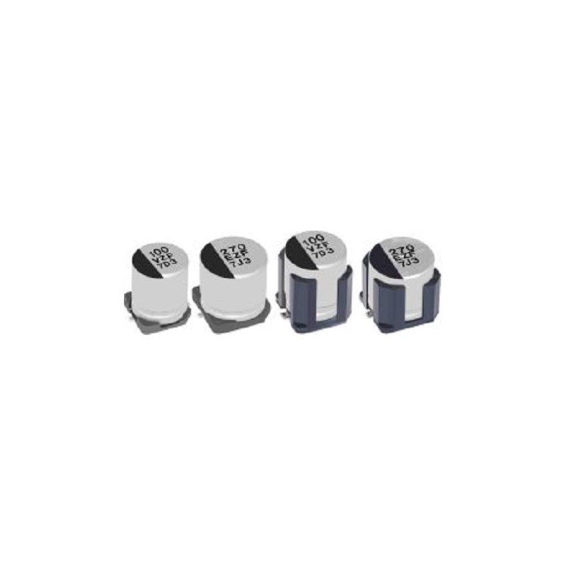 10 pcs - EEHZF1J560P Panasonic 56μF Conductive Polymer Hybrid Aluminium Electrolytic Capacitor 63V dc, Surface Mount - EEHZF1J56
