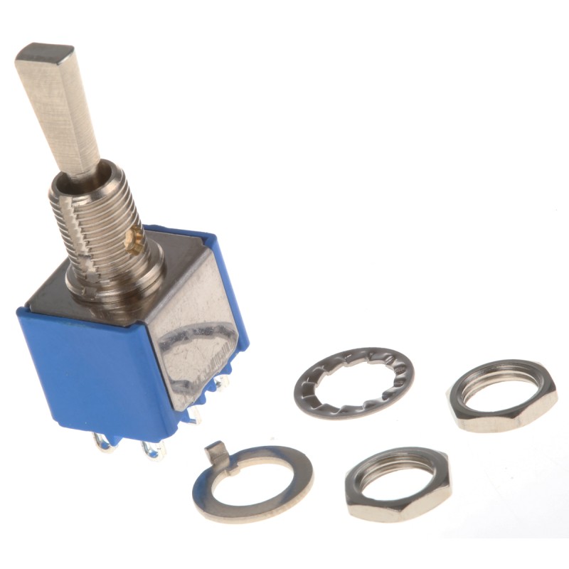 1 pcs - APEM Toggle Switch, Panel Mount, On-Off-On, DPDT, Solder Terminal