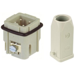 1 pcs - HARTING Panel Feed Through Set, 3 Way, 10A, Male, Han A, 230 - 400 V