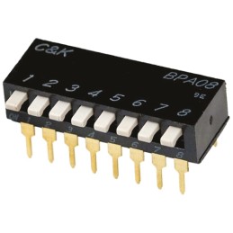 1 pcs - C & K 2 Way Through Hole DIP Switch SPST, Side Actuator